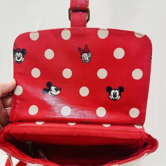 Disney + Cath Kidston Crossbody Red w White polka Dots Mickey Minnie Pluto EUC - Picture 9 of 15